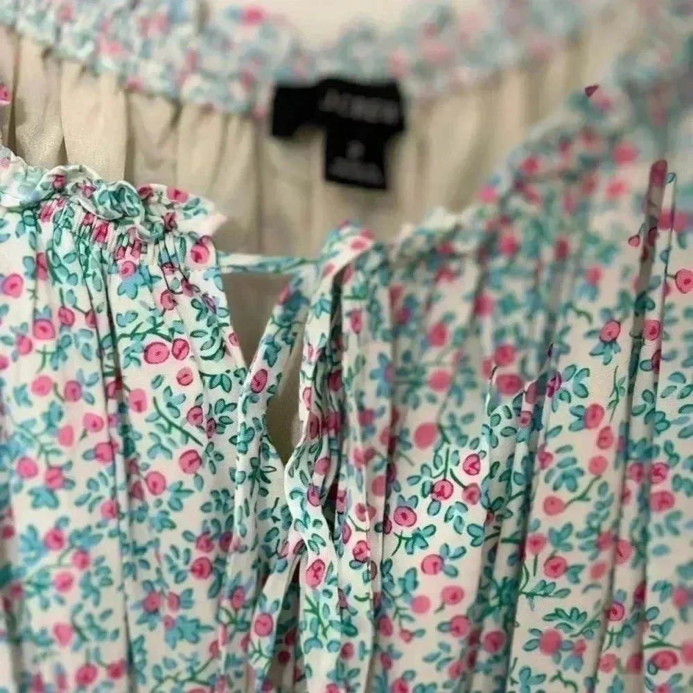 J. Crew‎ Puff-sleeve midi dress in floral 🩵